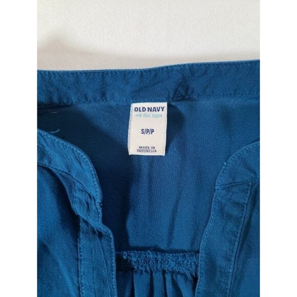 Old Navy Teal Sleeveless V-Neck Tank Top Size S Rayon Button Front Blouse - Picture 3 of 6